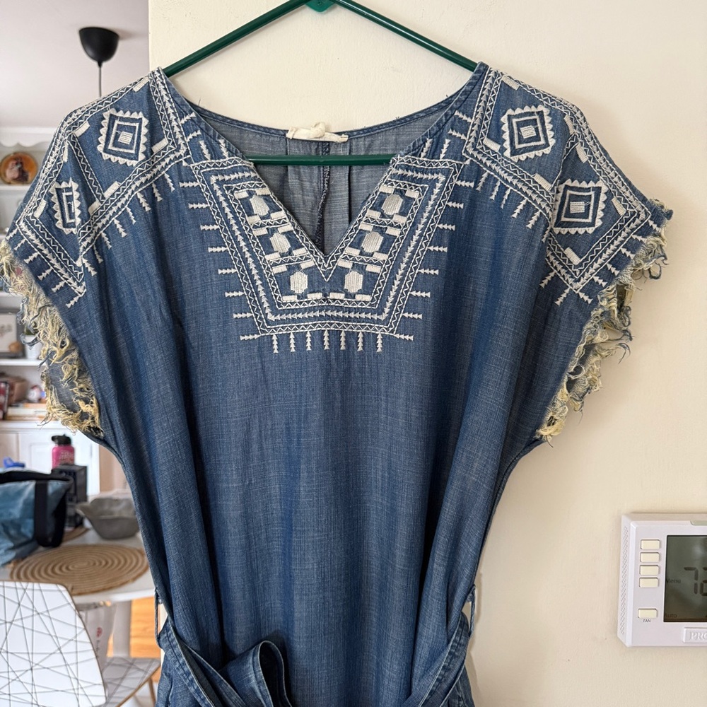 Easel Chambray Embroidered Dress - Picture 2 of 5